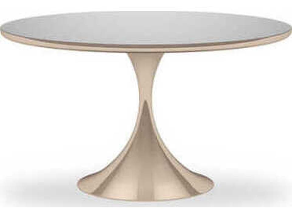 Semper 54-Inch Round Dining Table in Whisper of Gold with Silver Mirror Top