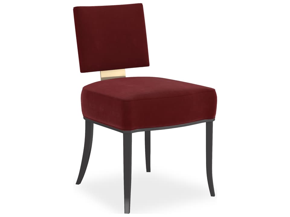 Classic Reserved Seating Upholstered Side Chair in Red Velvet with Gold Accent