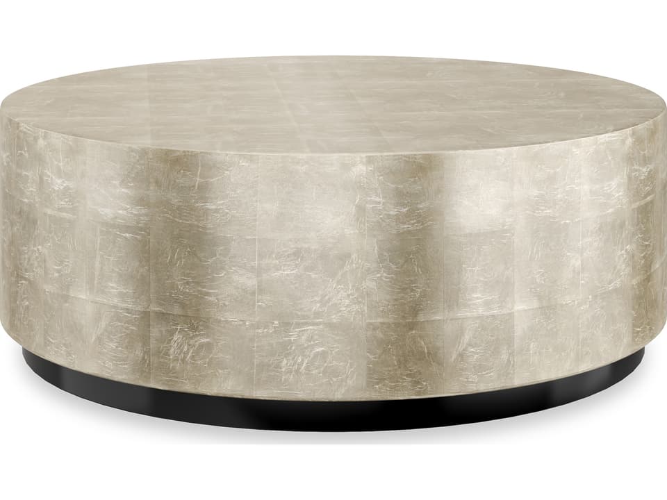 Cocktail Couture Round Coffee Table in Taupe Silver Leaf and Almost Black