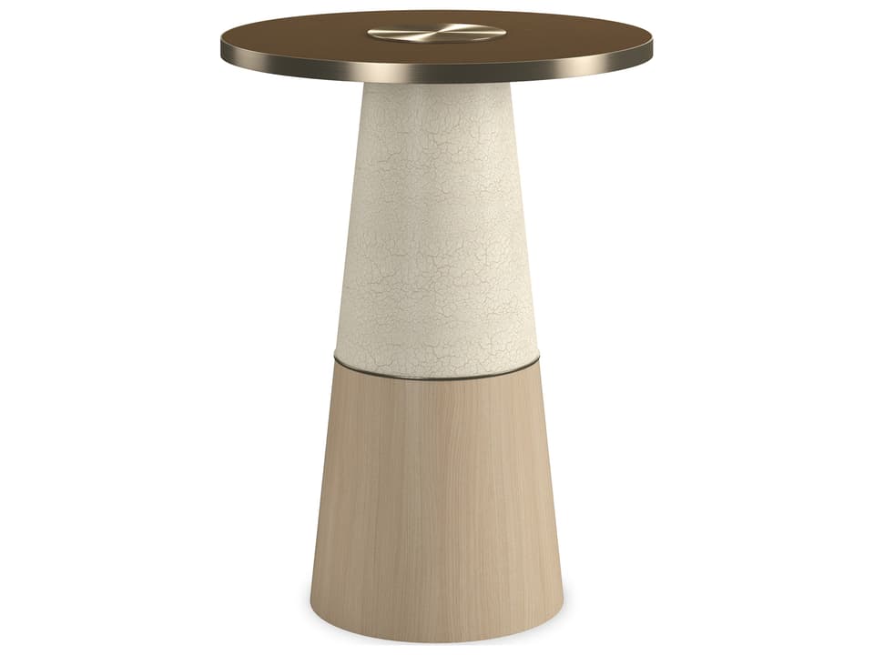 Aperture Round End Table in Ivory Craze Dry Martini and Brushed Gold