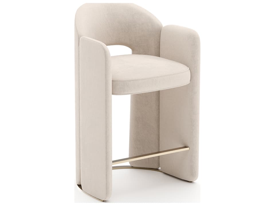 Overlap Ivory Upholstered Counter Stool with Whisper of Gold Accents