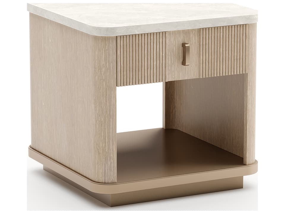 Rhythm Square Stone End Table with Two Drawers in Sun Drenched Oak