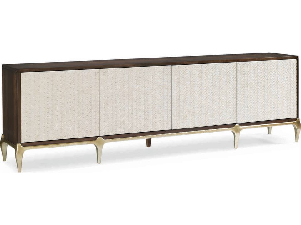 Classic For Your Viewing Pleasure Bone Encrusted 100" French Roast White Media Console