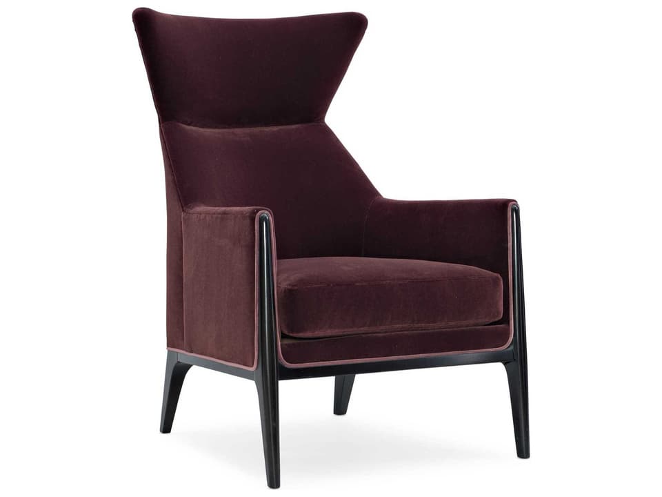 Boundless Modern Edge Accent Chair in Eggplant Purple Polyester Velvet