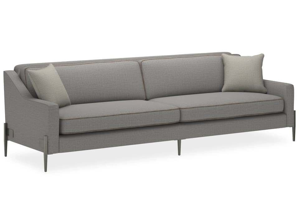 Modern Remix 3-Seat Wool Blend Sofa in Smoked Stainless and Grey