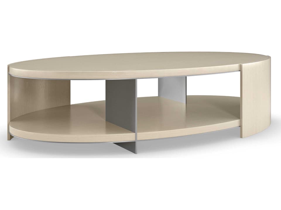 La Moda Da Vita Oval Coffee Table in Thunder and Smoked Stainless