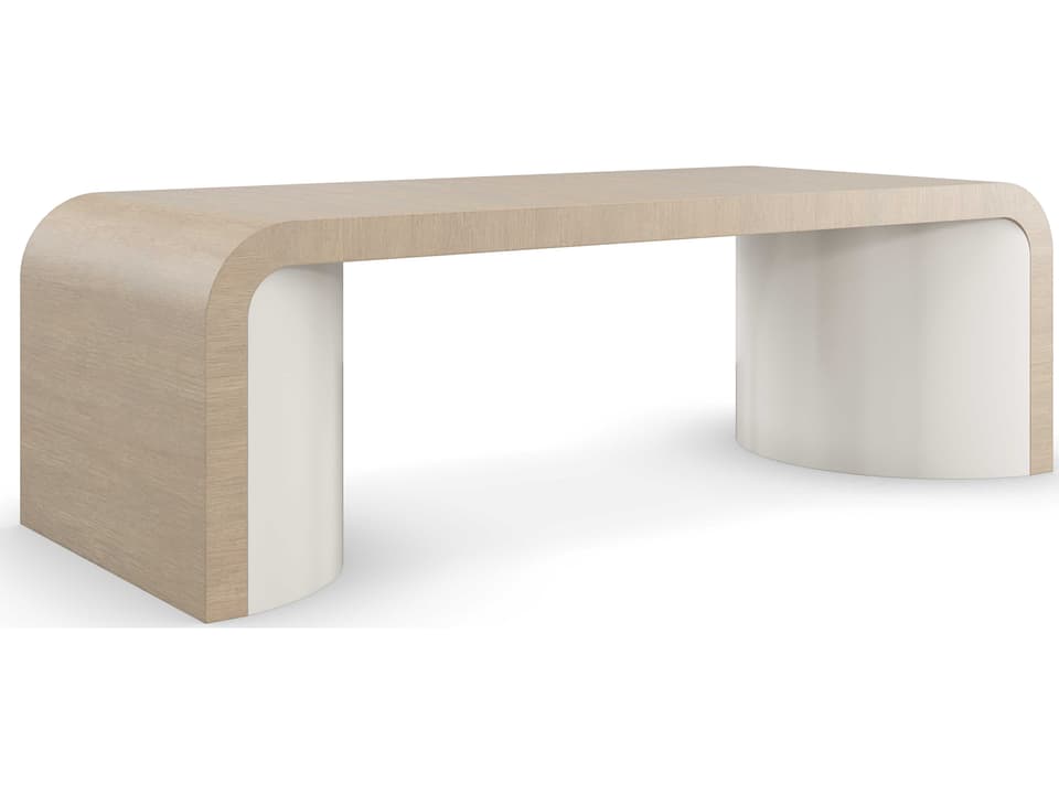 Modern Principles Movement Rectangle Coffee Table in Sun Drenched Oak and Textured Adobe