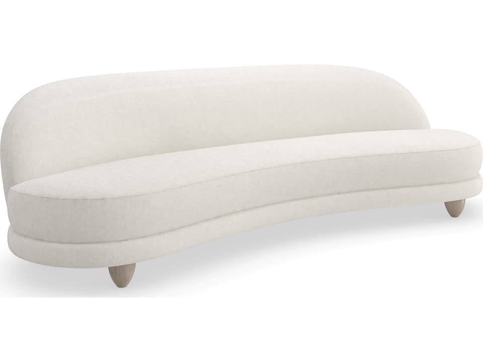 110 Tulum Modern Resort Boucle Sofa in Sabbia Wood Finish