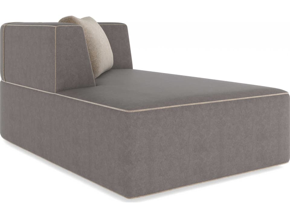 Marbella Left Arm Facing Chaise in Gray Faux Leather with Metallic Paint Base