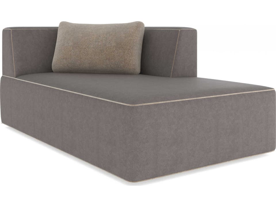 Marbella Modular Right Arm Facing Chaise in Warm Grey Faux Nubuck