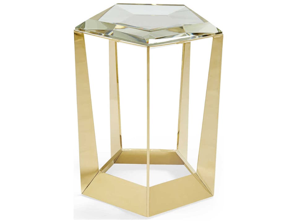 Signature The Gem Side Table with Majestic Gold Finish and Crystal Top