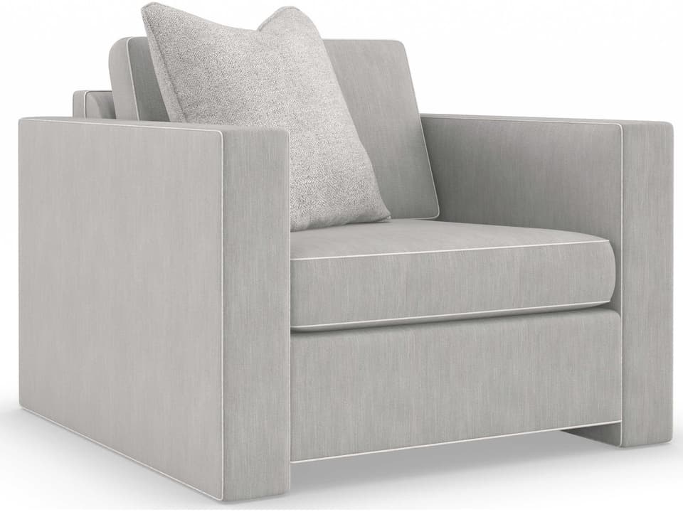 Welt Played Upholstered Accent Chair in Smoky Taupe with Contrast Welt
