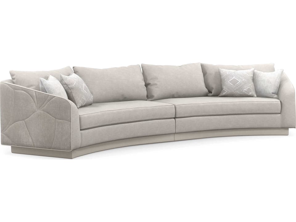 Fanciful Curved Performance Fabric Loveseat Sectional in Tonal Gray