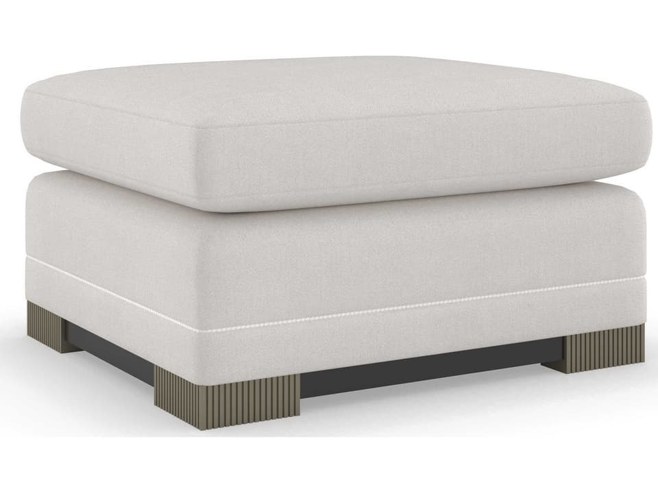 Deep Retreat Chenille Performance Fabric Ottoman with Fluted Silver Shadow Legs