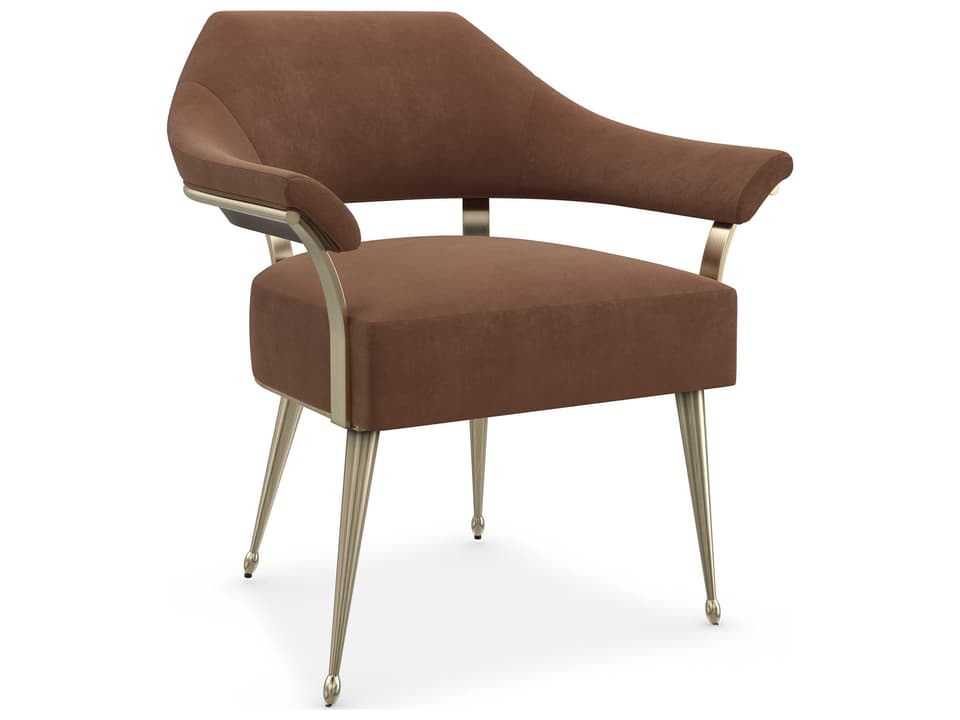 Louisette Upholstered Accent Chair in Rust Mohair and Champagne Gold