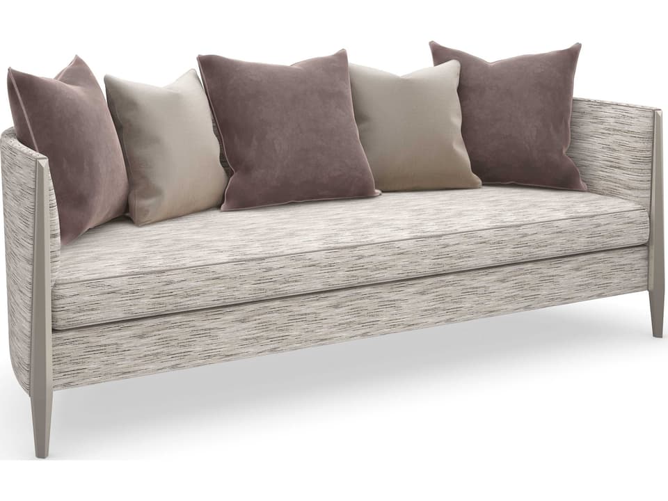 Piping Hot 3-Seat Fabric Sofa with Contrast Piping and Silver Legs