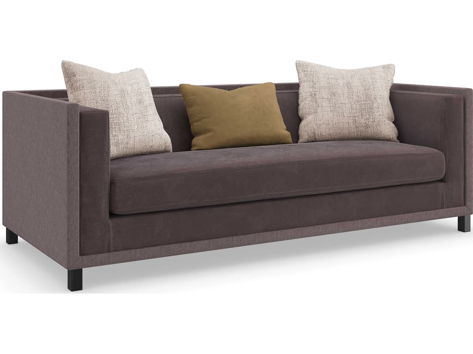 Tuxedo 3-Seat Mohair and Linen Sofa in Deep Chocolate Brown