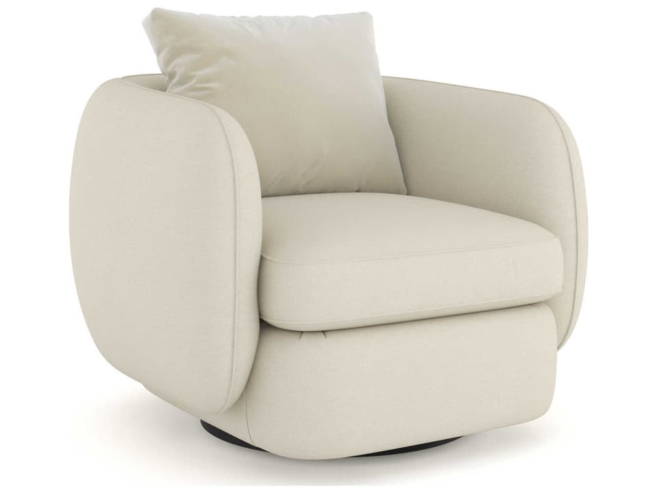 Lumi Upholstered Swivel Accent Chair in Ivory and Almost Black