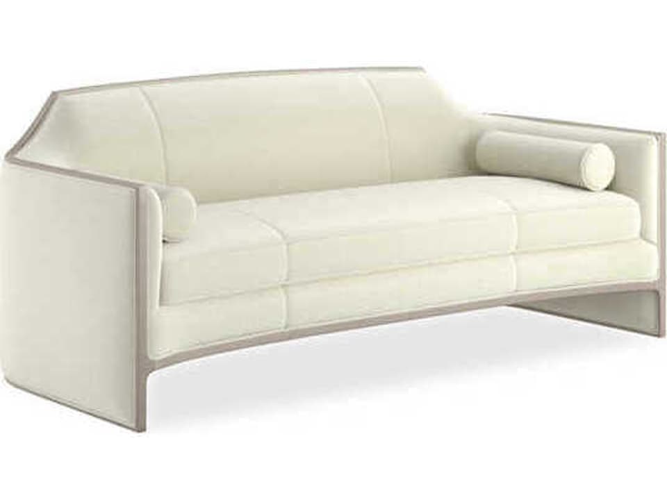 The Cat's Meow 3-Seat Velvet Sofa in Cream with Soft Silver Paint Finish