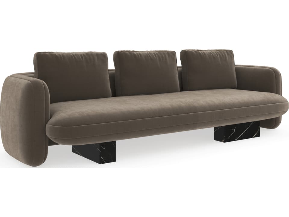 Overlap 3-Seat Vintage Velvet Sofa in Dark Taupe