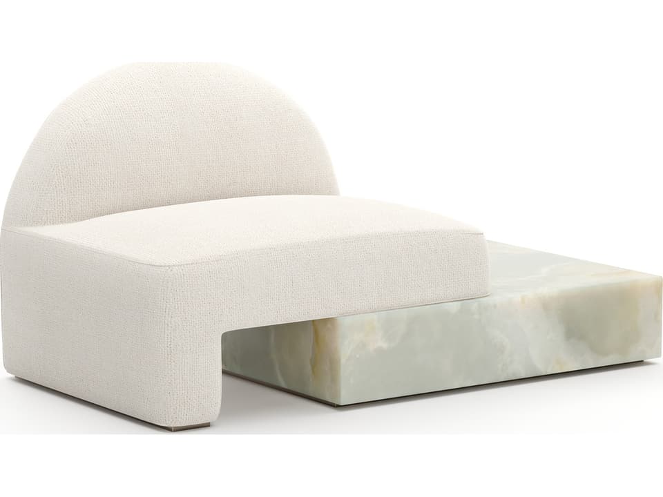Monaco Lounge Chaise Ecru Linen with Green Onyx Marble Base