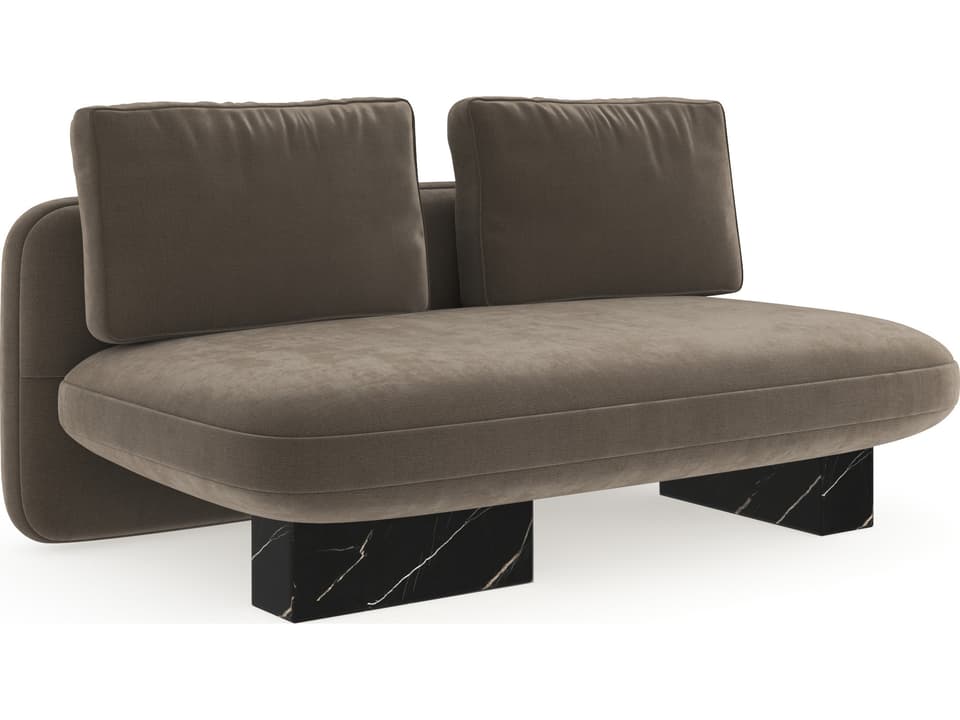 Overlap Armless Loveseat in Dark Taupe Vintage Velvet