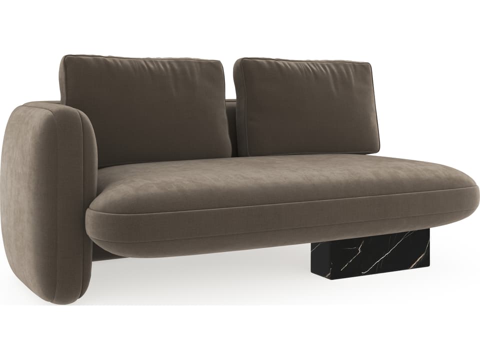 Overlap Left Arm Facing 2-Seat Velvet Loveseat in Dark Taupe