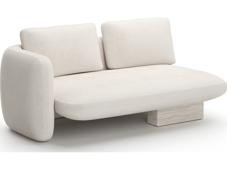 Overlap 2-Piece Right Chaise Modular Ecru Linen Sectional