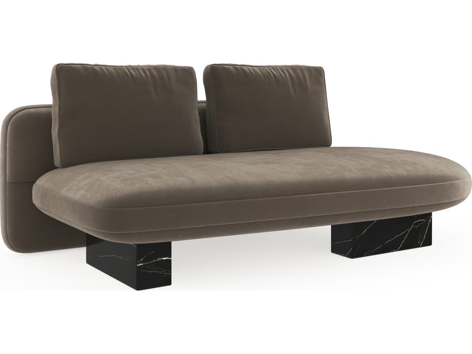 Overlap Upholstered Loveseat with Nero Marquina Stone Base