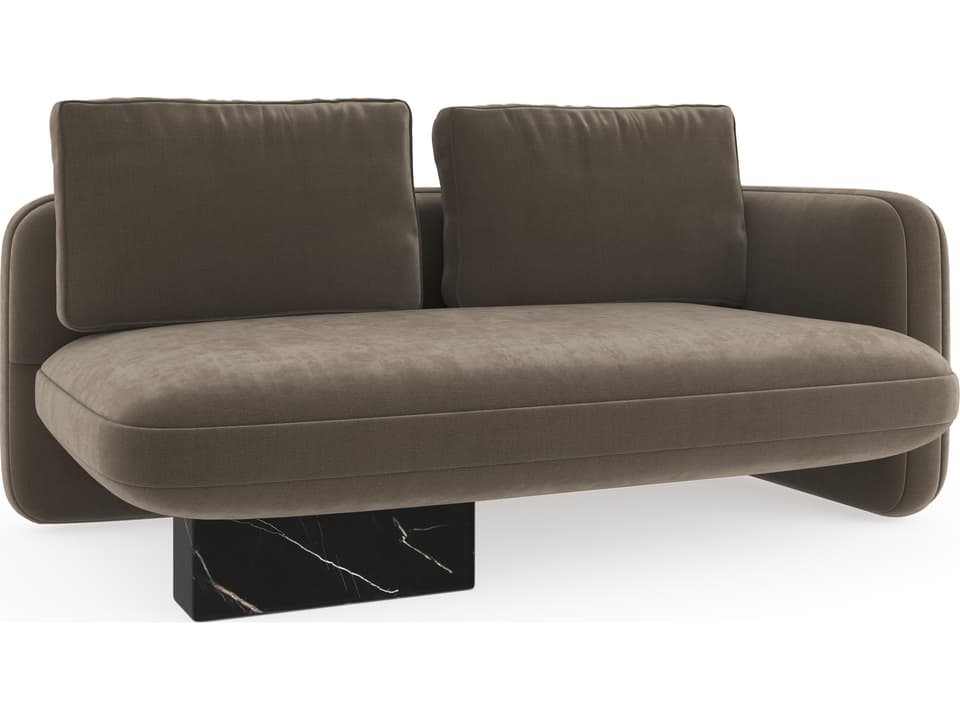 Overlap 2-Seat Upholstered Loveseat in Brown with Nero Marquina Base
