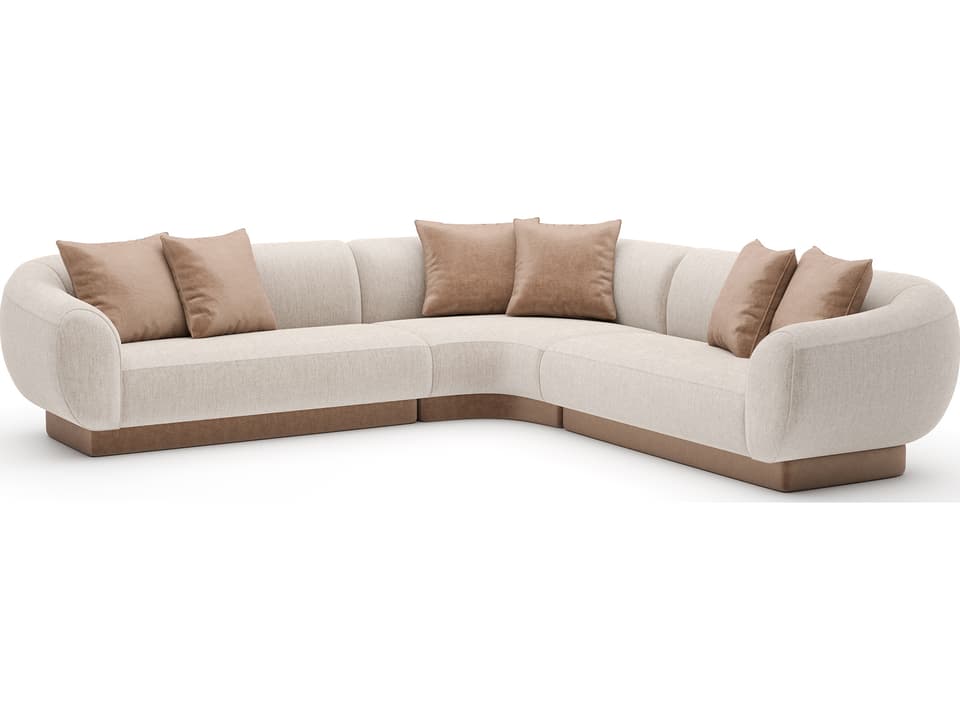 Seta L-Shaped 5-Seat Modular Sectional Sofa in Oatmeal Polyester Blend