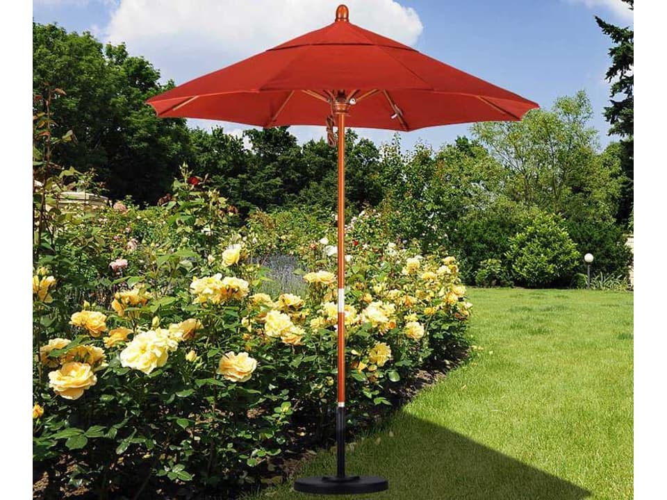Grove Series 7.5-Foot Round Push Lift Patio Umbrella with Hardwood Pole