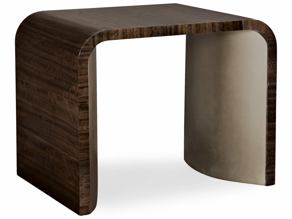 Modern Streamline End Table in Aged Bourbon and Smoked Bronze