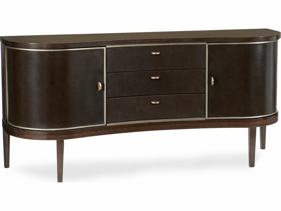 Moderne Sideboard in Aged Bourbon and Smoked Bronze with Leather Accents