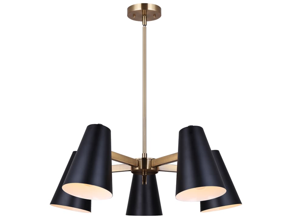5-Light Harken Chandelier Matte Black and Gold