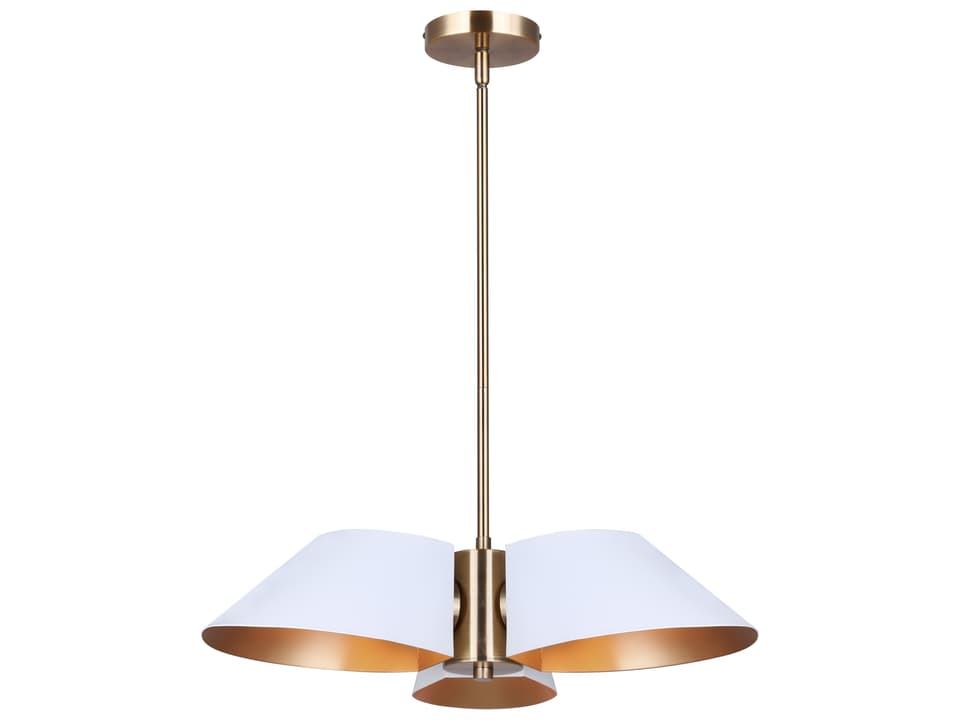 Daxton 3-Light Rod Chandelier in Matte White and Gold