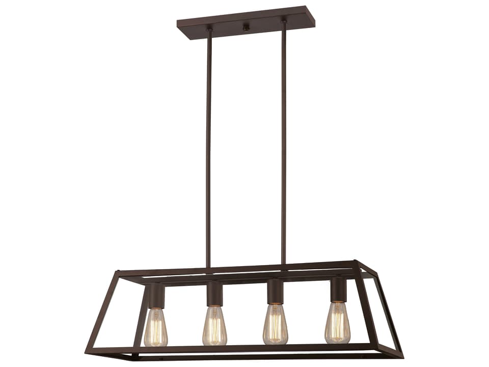 Flynn 4-Light Rod Chandelier in Oil Rubbed Bronze with Clear Glass