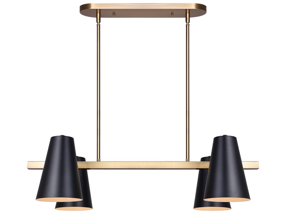 Harken 4-Light Drum Pendant Light in Matte Black and Gold
