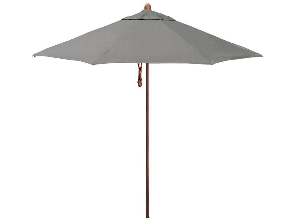California Outdoor Umbrella Quick Ship Madera Series Faux Wood Aluminum Market 9 Foot Octagon Pulley Lift Outdoor Umbrella