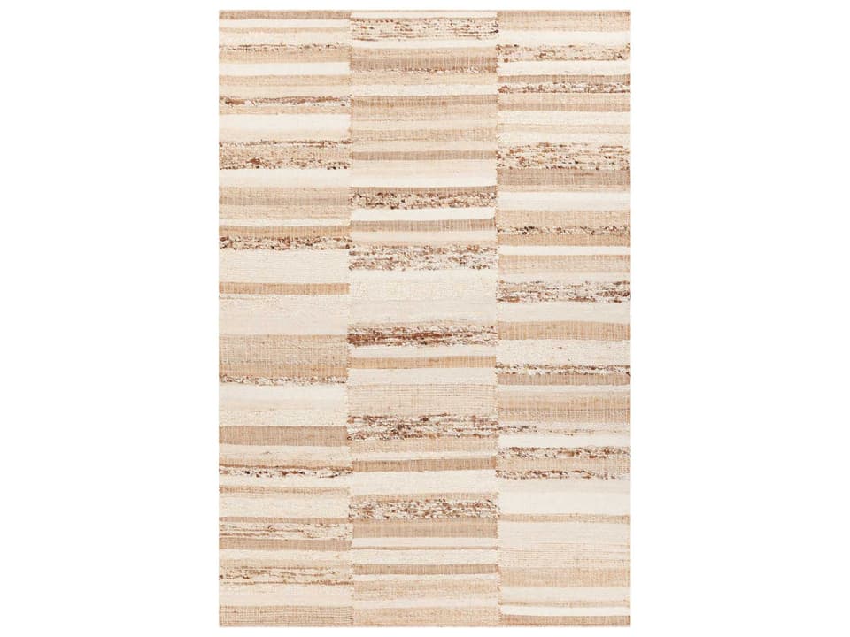 Kinsey Rectangle Jute Wool Cotton Blend Contemporary Area Rug in Beige Multi