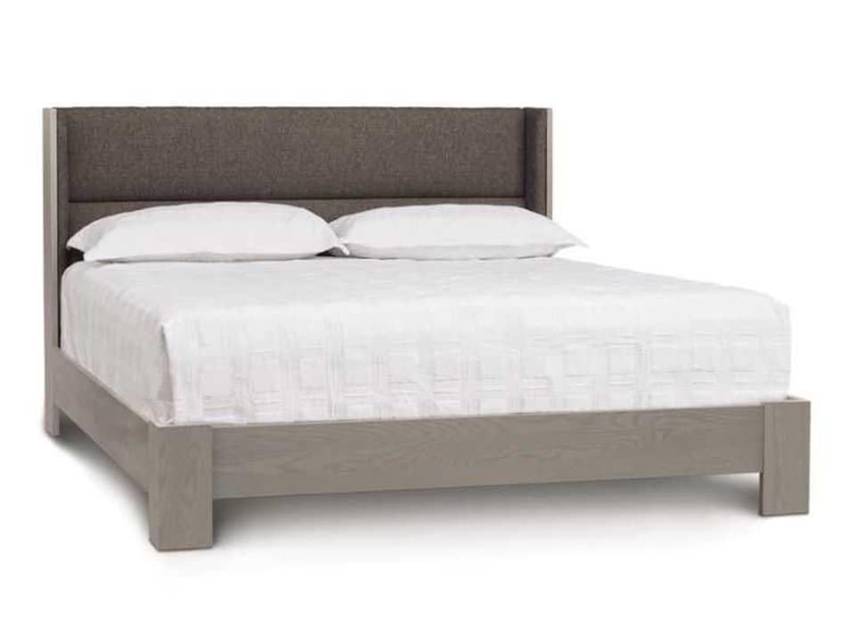 Queen Sloane Solid Walnut Platform Bed with Upholstered Headboard