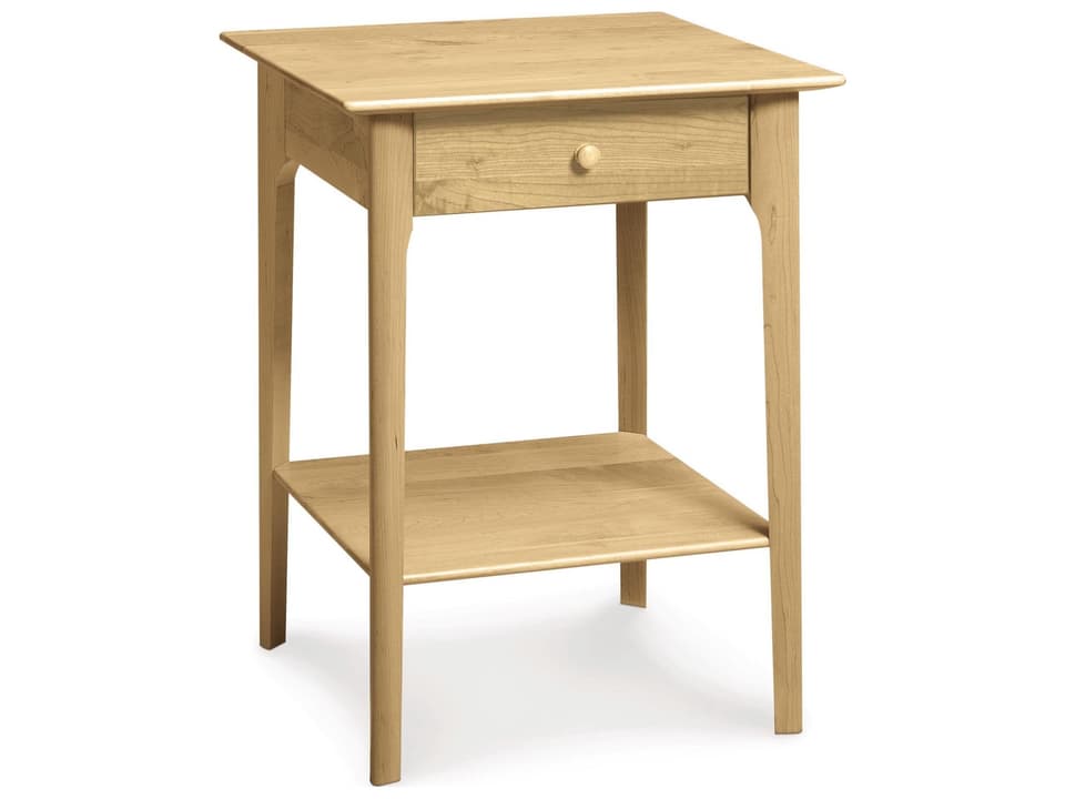 Sarah 1-Drawer Solid Hardwood Nightstand in Shaker Style with Adjustable Glides