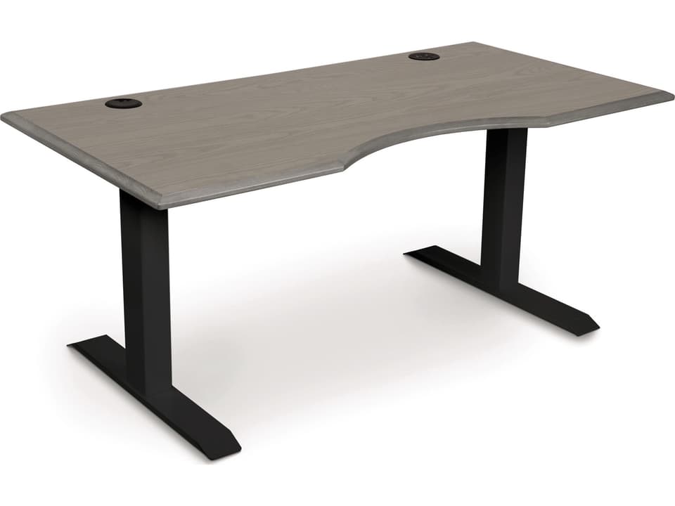 Invigo Sit-Stand Desk with Autumn Cherry Top and Black Base