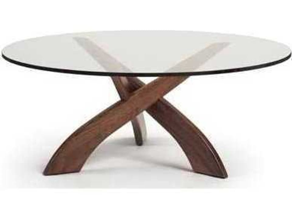 Entwine Round Coffee Table Glass Top Solid Walnut