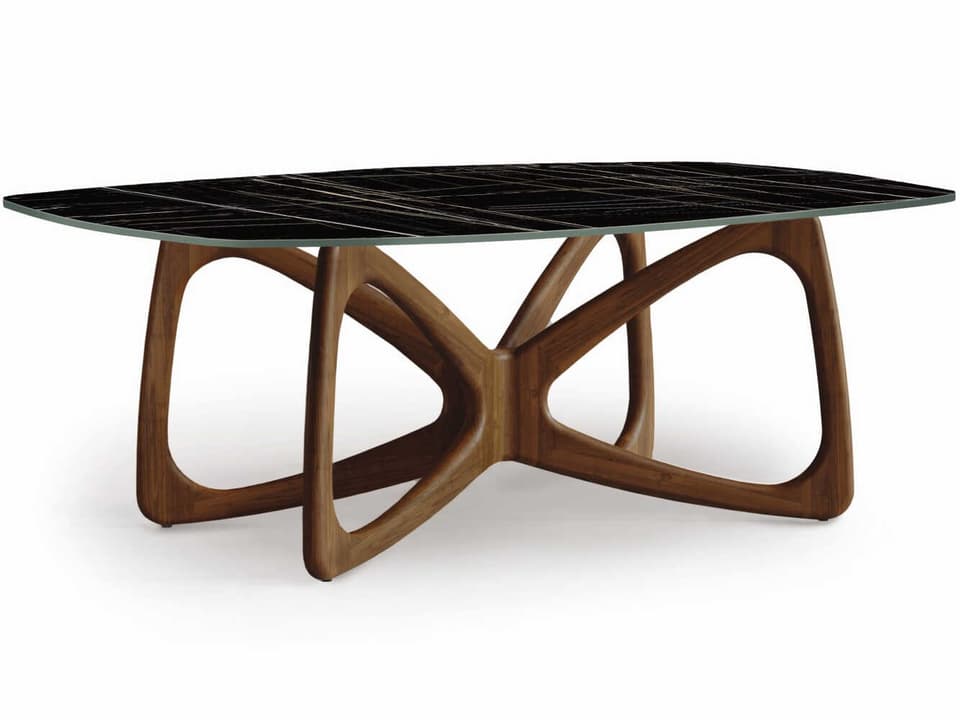 Butterfly Rectangular 72-Inch Dining Table in Sintered Stone with Walnut Base