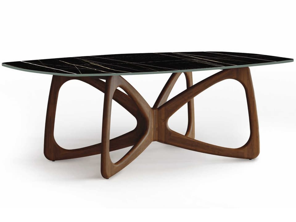 Butterfly 84-Inch Rectangular Dining Table in Natural Walnut with Sintered Stone Top