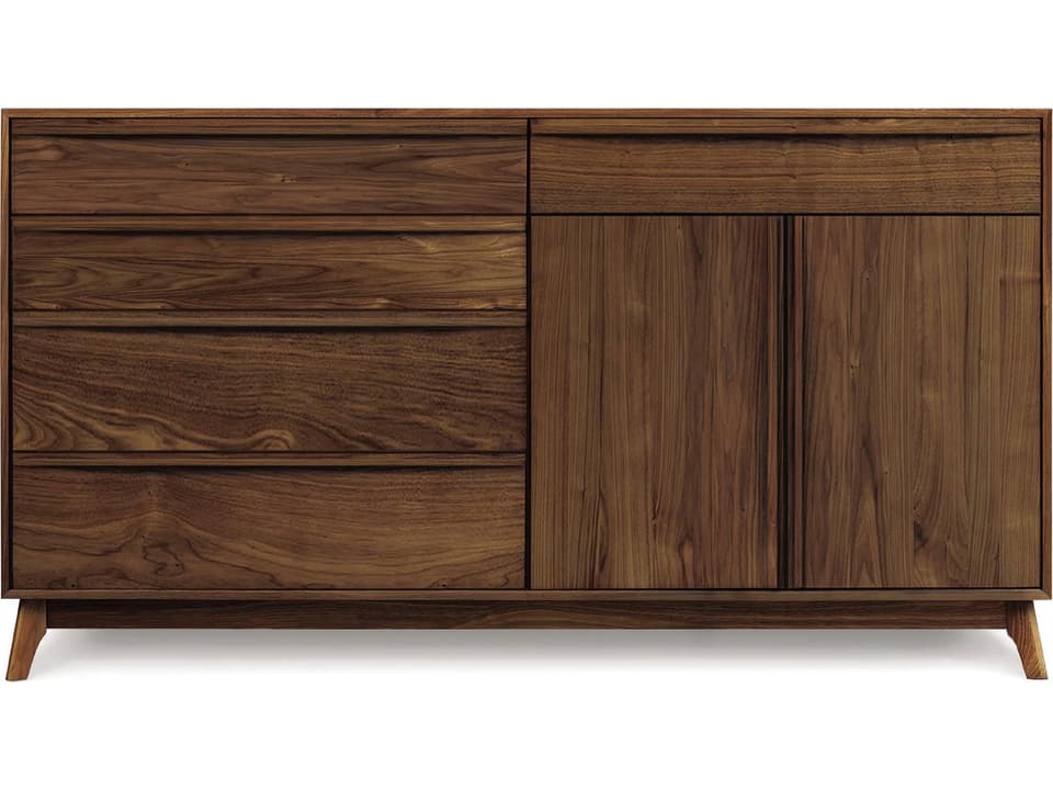 Furniture Catalina 66-Inch Walnut Buffet with 4 Drawers and 2 Doors