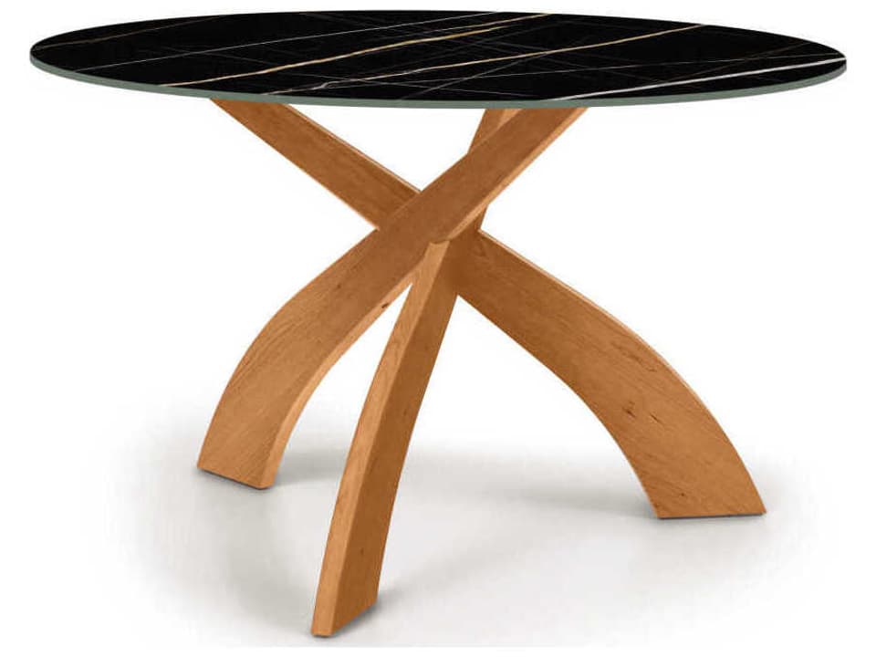 Entwine 48 Inch Round Sintered Stone Dining Table Solid Wood Base