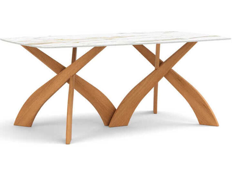 Entwine Rectangular Stone Boat Shaped Dining Table