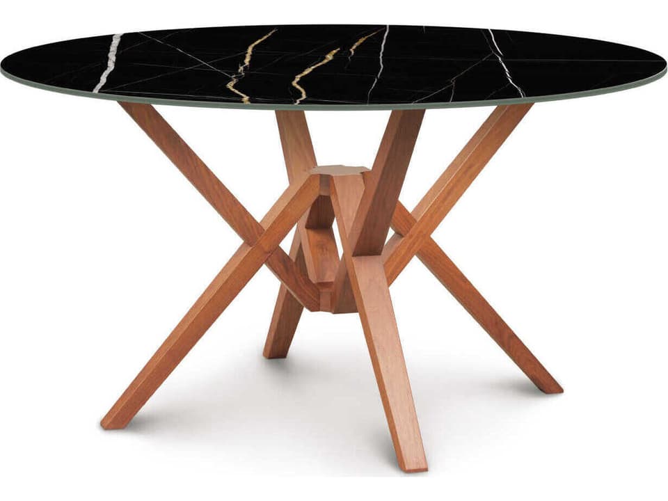 Exeter Solid Hardwood Round Sintered Stone Top Dining Table